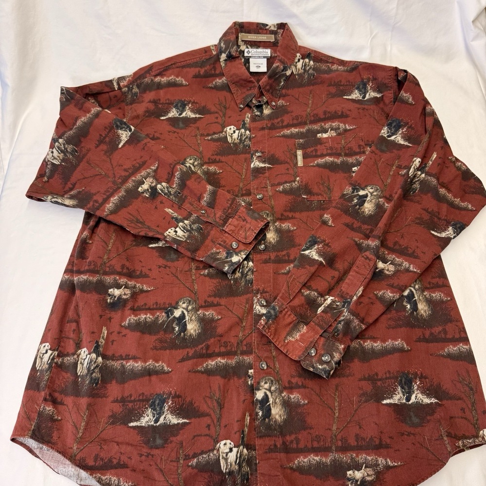 Columbia River Lodge Dog Hunting Shirt Men's Sz XXL Red Corduroy Button Front - Picture 5 of 14